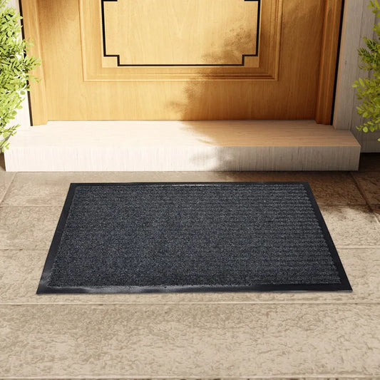 Tapis d'entrée standard gris à rayures 