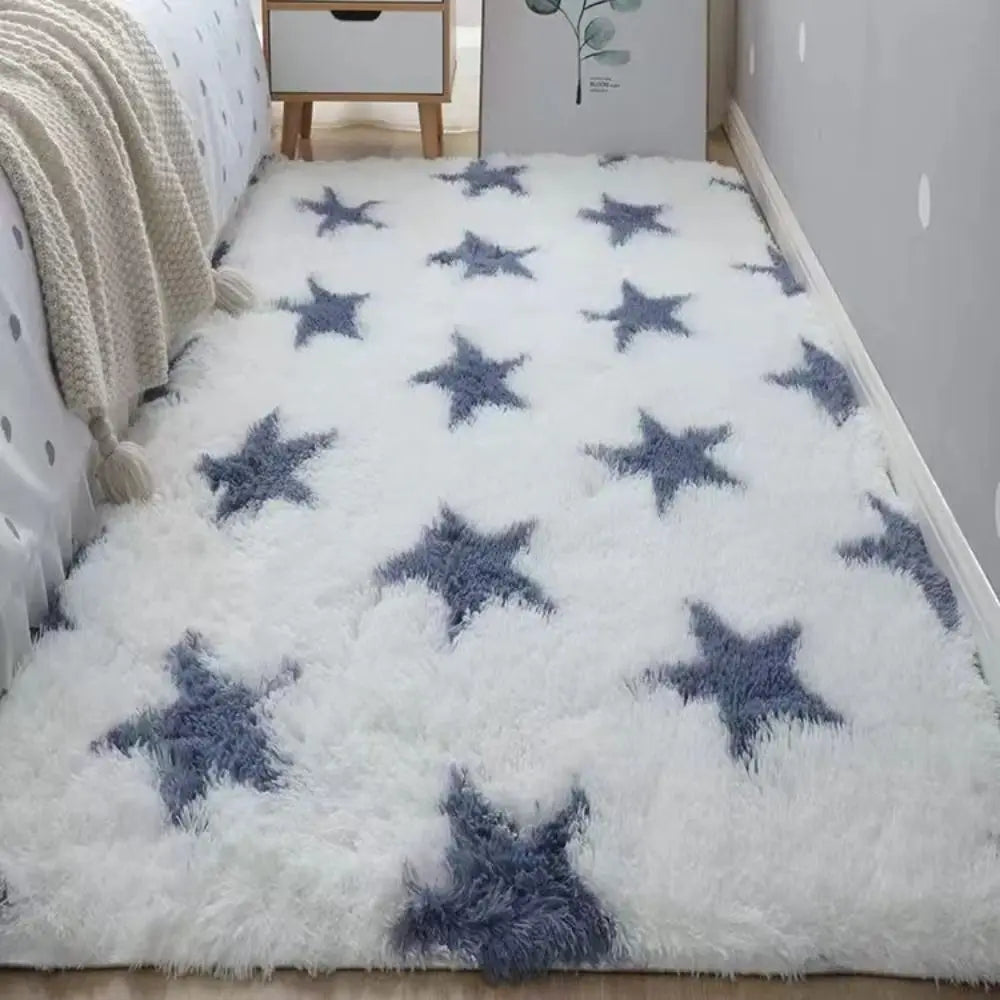 Tapis de chambre "cloud soft blanc et bleu"